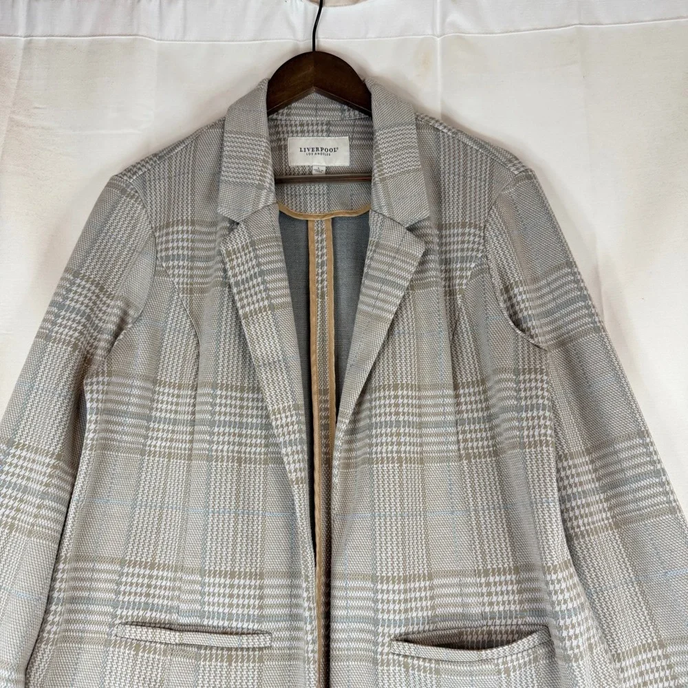 LIVERPOOL Women’s Size L Blazer Jacket Knit Houndstooth Plaid Stretch - Picture 5 of 16